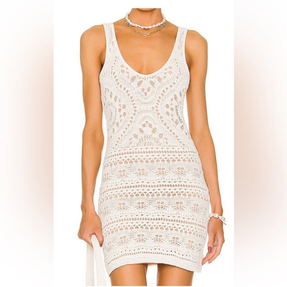 New Rachel Zoe Ecru Cream Knit Mini Dress Line Size XL Wedding Party Bridal